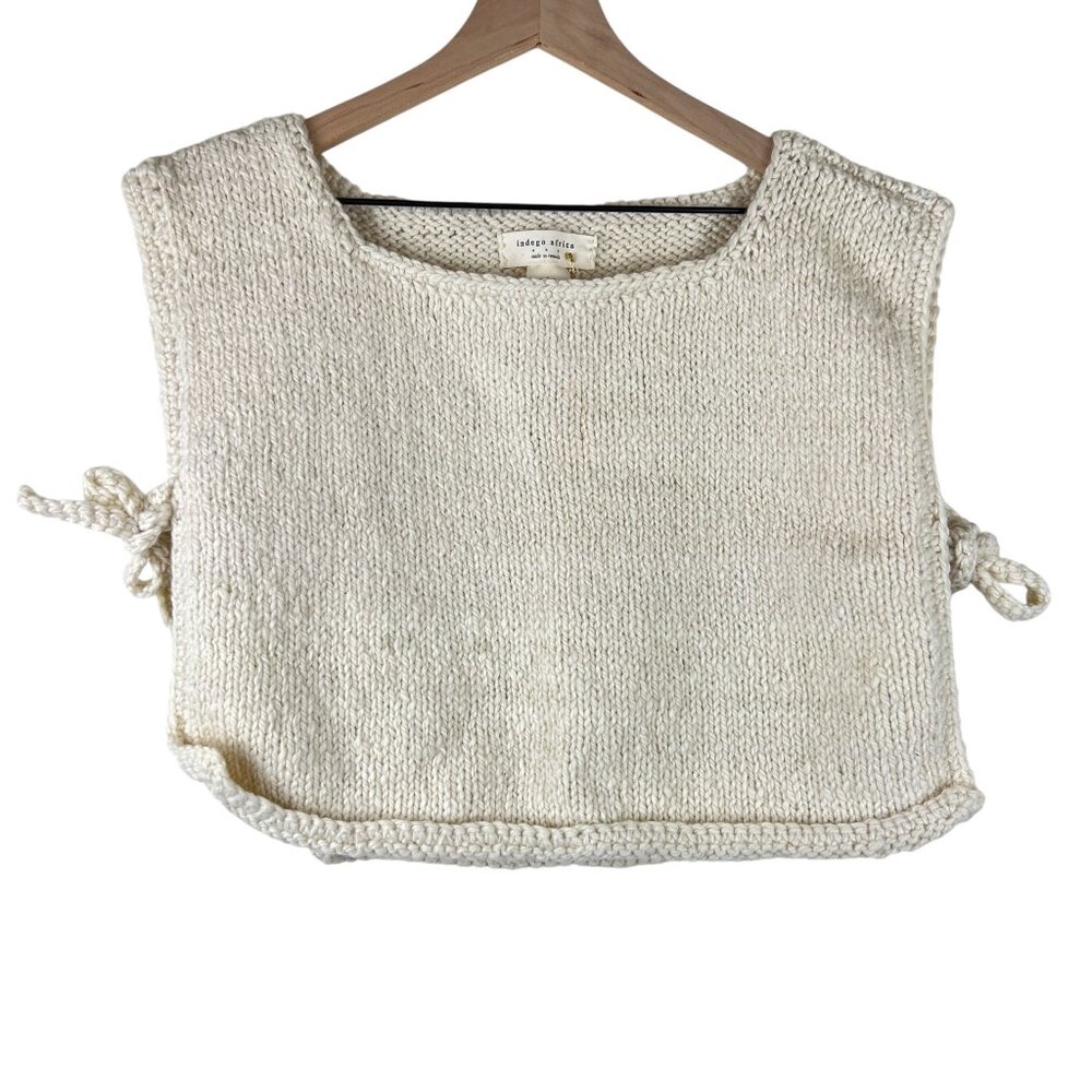NWT Indego Africa Cream Organic Handspun Tie Side Sweater Vest